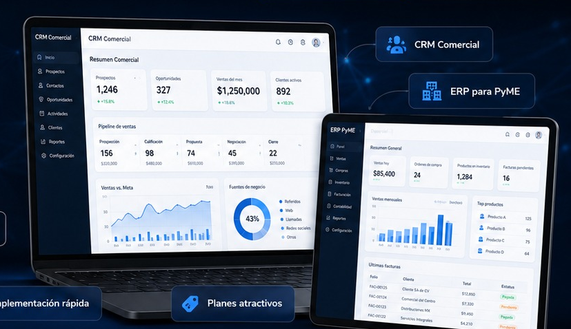 Plataformas CRM Comercial y ERP para PyME